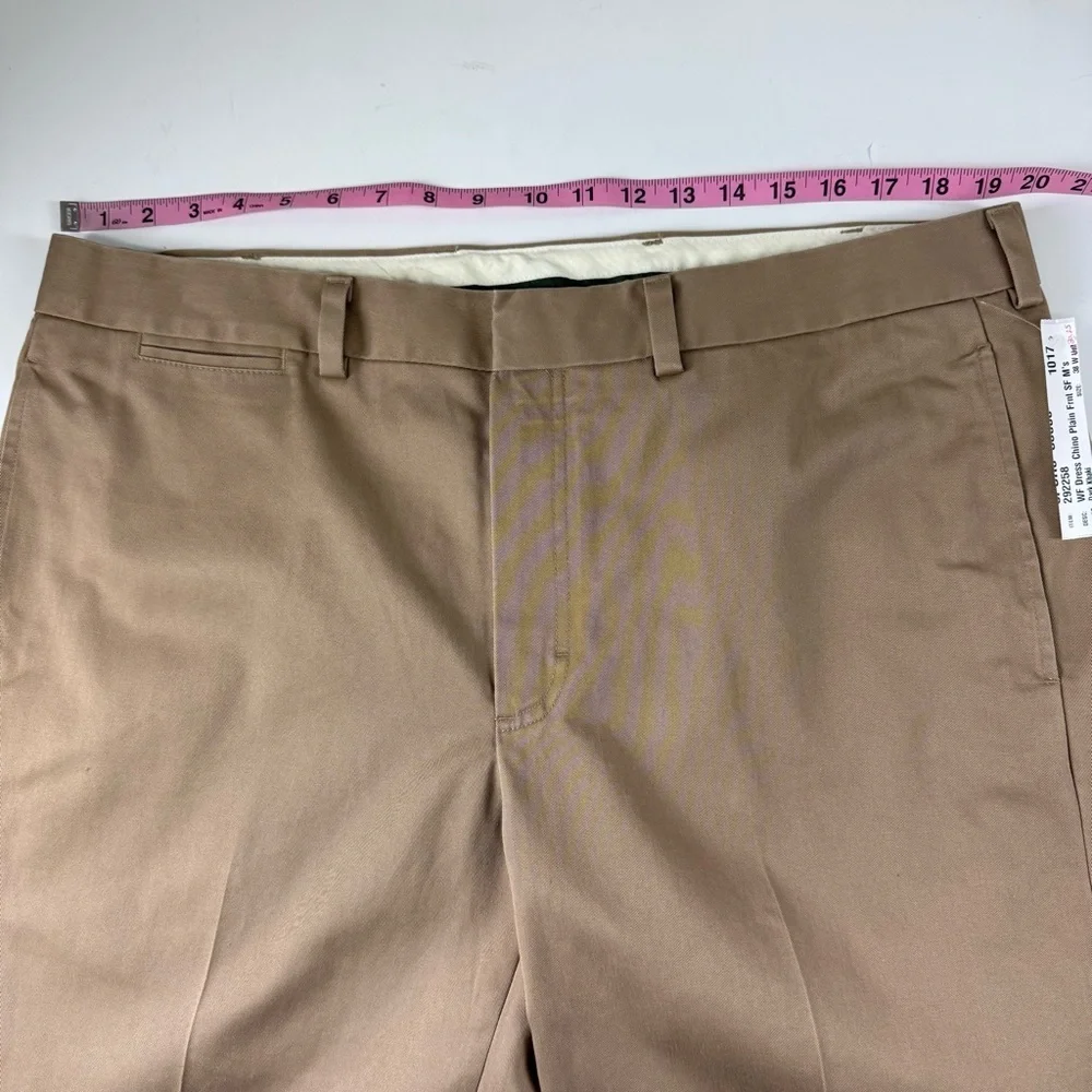 LL Bean Wrinkle Free Dress Chino Pants Mens 38 x 30.25 Dark Khaki Tan 292258 NWT